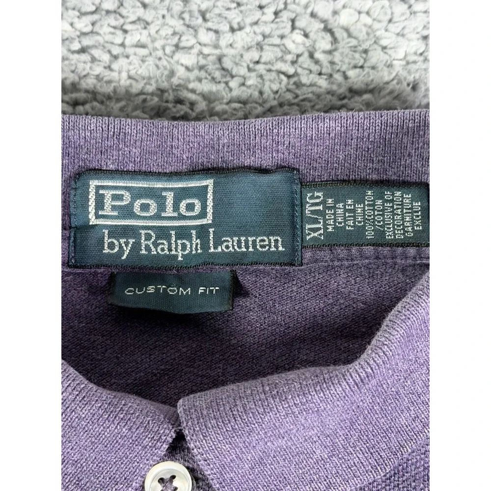 VTG Y2K Polo Ralph Lauren Purple Short Sleeve Polo Shirt Mens Size XL Custom Fit